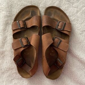 Birkenstock Brown Leather Double Strap Sandals 43 Men’s 10.5 Women’s 12.5